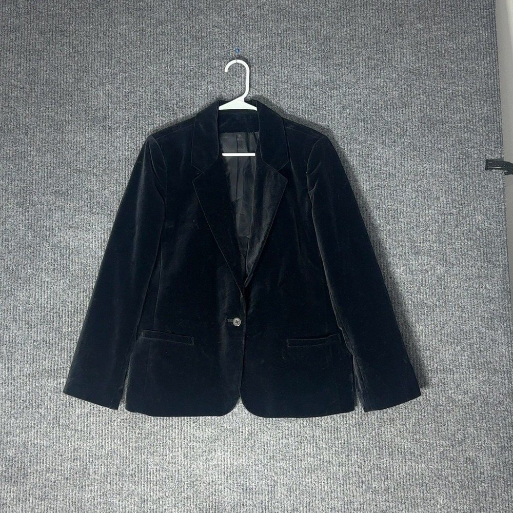Vintage Spiegel Velvet Blazer Womens 15/16 Black Cotton Jacket Goth Academia‎
